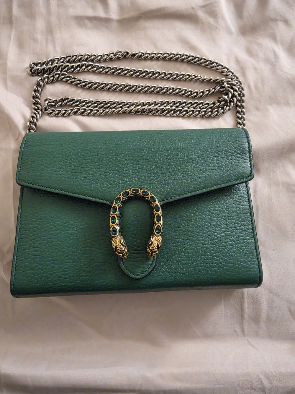 Authentic Green Gucci Dionysus Wallet On Chain